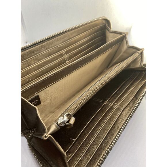 Coach Brown Canvas & Leather Long Zip Around Wallet **WORN** - Picture 9 of 10